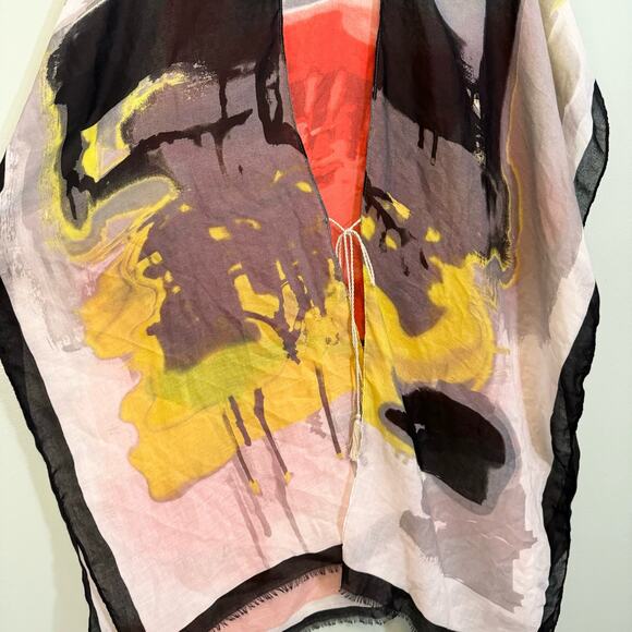 Swimwear Cover Up Womens Kaftan OS Art To Wear Fringes Beach Vacation Summer - Picture 4 of 6